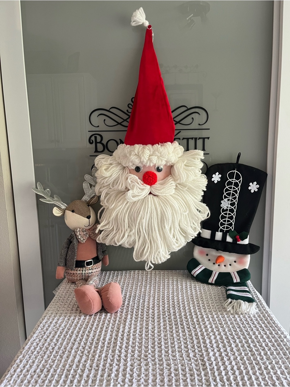 Vintage & Plush Christmas Decor Lot of 3 - Santa, Snowman, Ganz Reindeer438